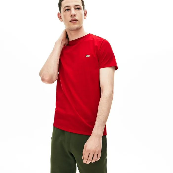 TShirts Lacoste Mens Crew Neck Pima Cotton TShirt Red Shop Online