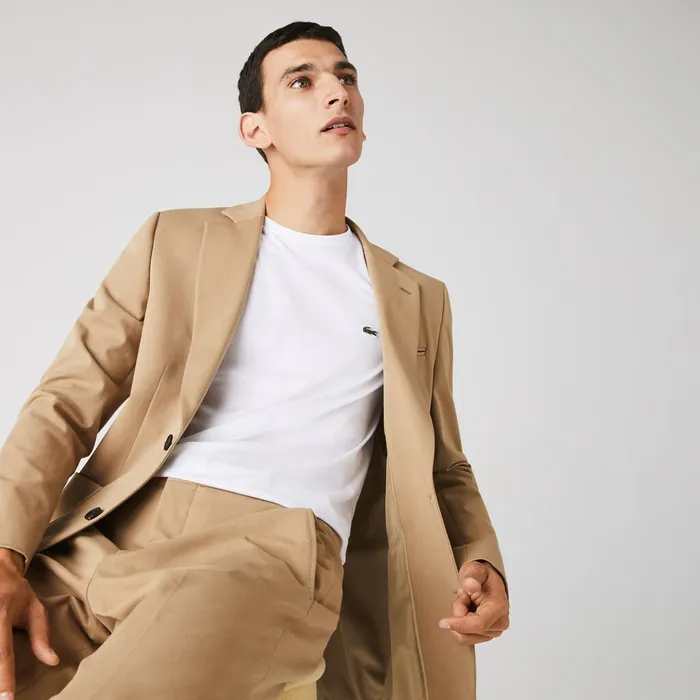 TShirts Lacoste Mens Crew Neck Pima Cotton TShirt White For Sale Online