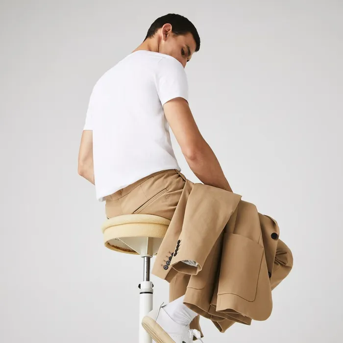 TShirts Lacoste Mens Crew Neck Pima Cotton TShirt White For Sale Online