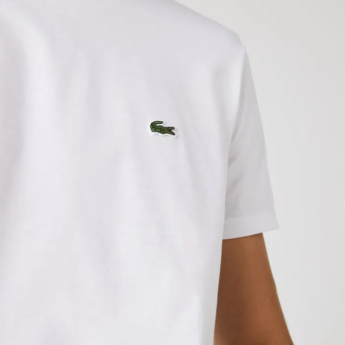 TShirts Lacoste Mens Crew Neck Pima Cotton TShirt White For Sale Online