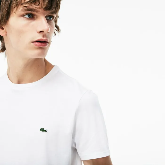 TShirts Lacoste Mens Crew Neck Pima Cotton TShirt White For Sale Online