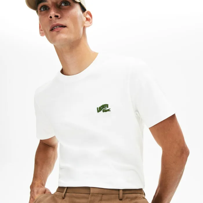 TShirts Lacoste Mens Embroidered Logo Regular Fit Tshirt White USA