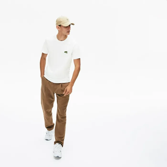 TShirts Lacoste Mens Embroidered Logo Regular Fit Tshirt White USA