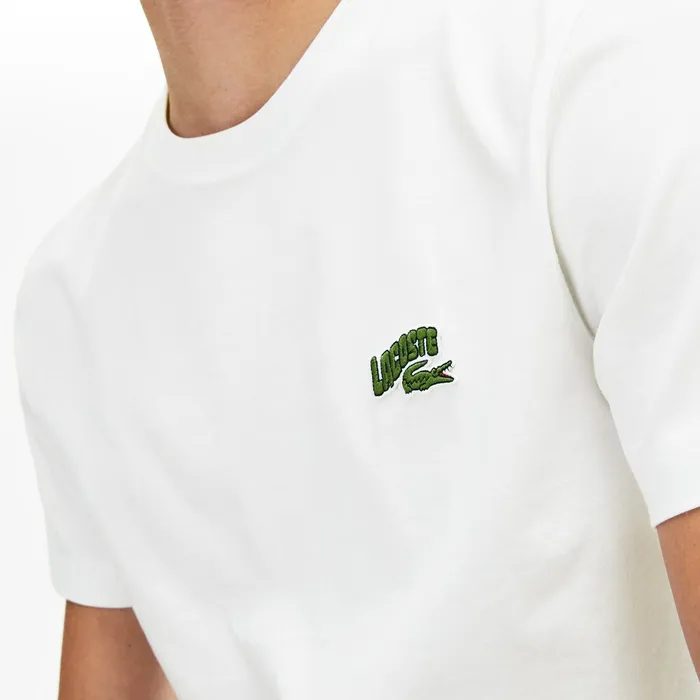 TShirts Lacoste Mens Embroidered Logo Regular Fit Tshirt White USA