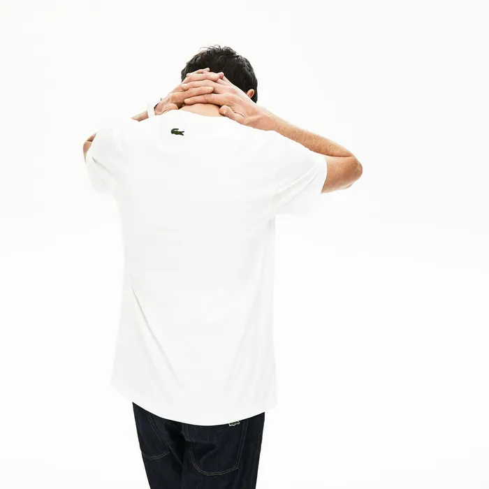 TShirts Lacoste Mens Graphic Print Regular Fit Cotton Tshirt White USA