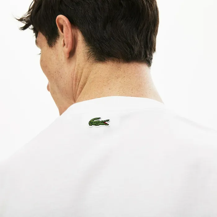 TShirts Lacoste Mens Graphic Print Regular Fit Cotton Tshirt White USA