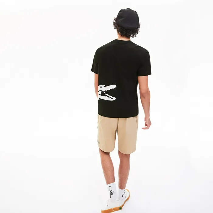 TShirts Lacoste Mens Oversize Croc Crew Neck Jersey Tshirt Black On Sale