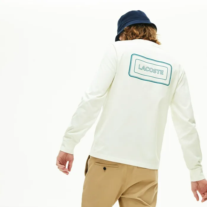 TShirts Lacoste Mens Reflective Croc Regular Fit Cotton Tshirt White For Sale Online