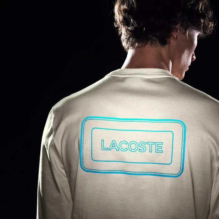 TShirts Lacoste Mens Reflective Croc Regular Fit Cotton Tshirt White For Sale Online