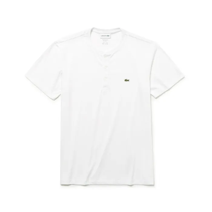 TShirts Lacoste Mens Regular Fit Pima Cotton Henley Tshirt White Shop