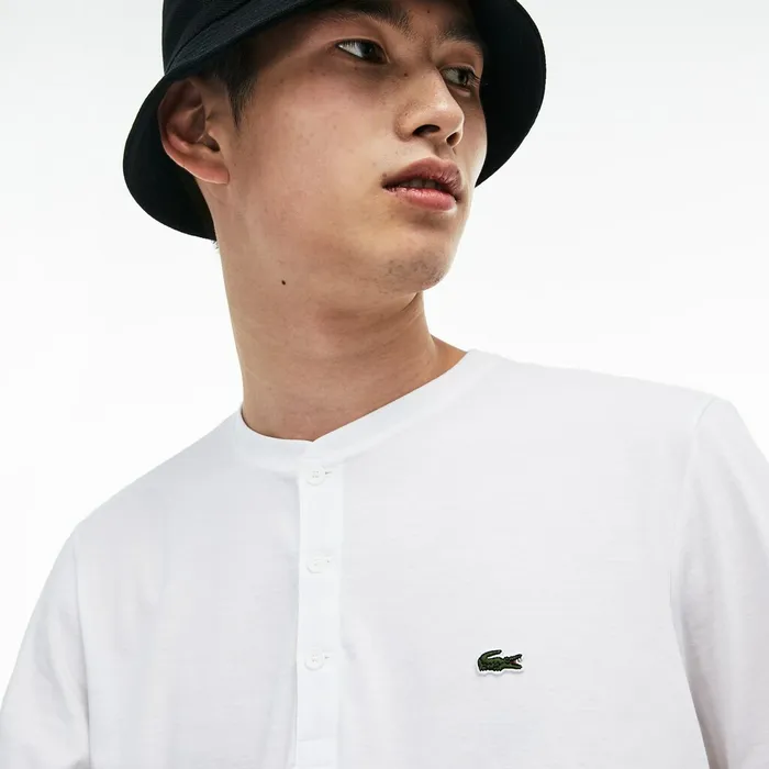 TShirts Lacoste Mens Regular Fit Pima Cotton Henley Tshirt White Shop
