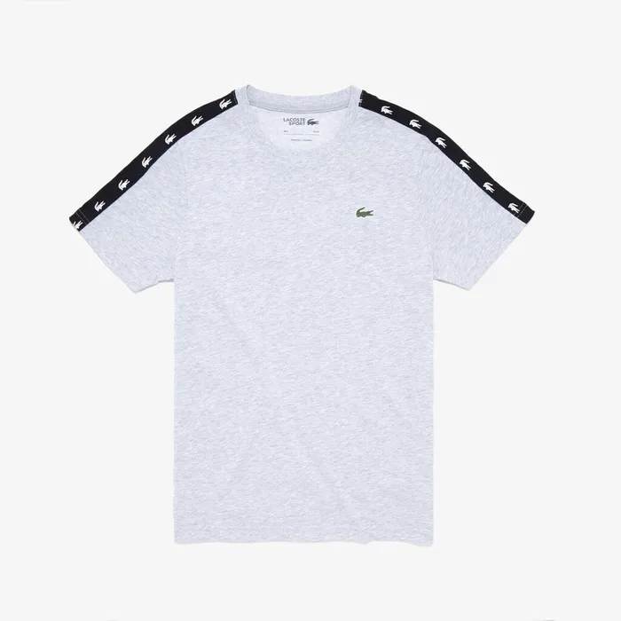 TShirts Lacoste Mens SPORT CrocodileStripe TShirt Grey ChineBlack For Sale Online TShirts Lacoste Mens SPORT CrocodileStripe TShirt Grey ChineBlack For Sale Online