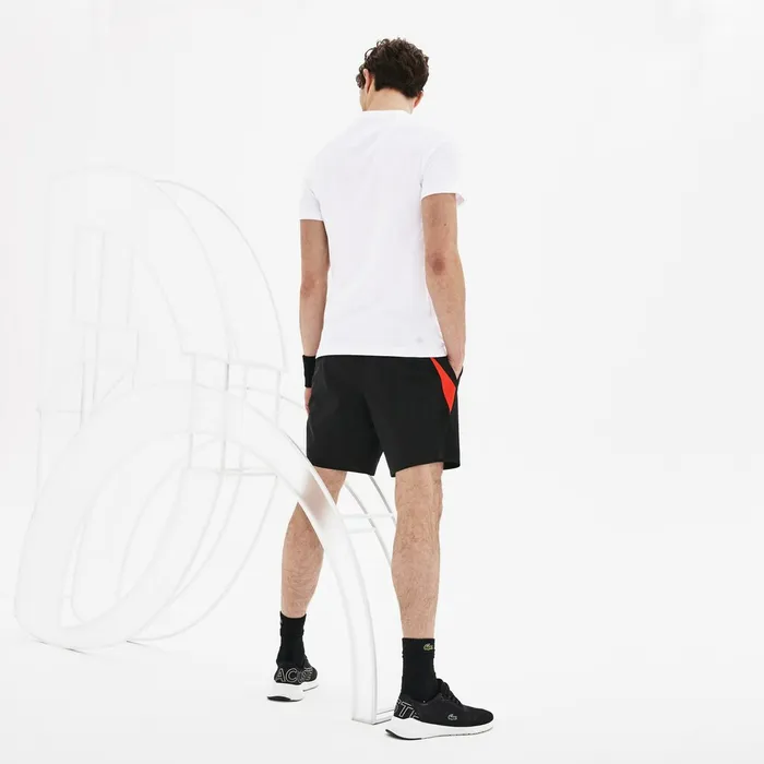 TShirts Lacoste Mens SPORT Novak Djokovic Crew Neck Print Tech Jersey Tshirt WhiteNavy Blue Casaul