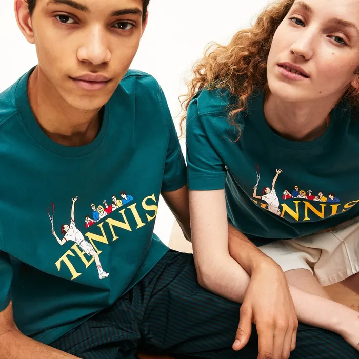 TShirts Lacoste Mens Unisex LIVE TennisPrint Cotton TShirt GreenWhite Gift Ideas TShirts Lacoste Mens Unisex LIVE TennisPrint Cotton TShirt GreenWhite Gift Ideas