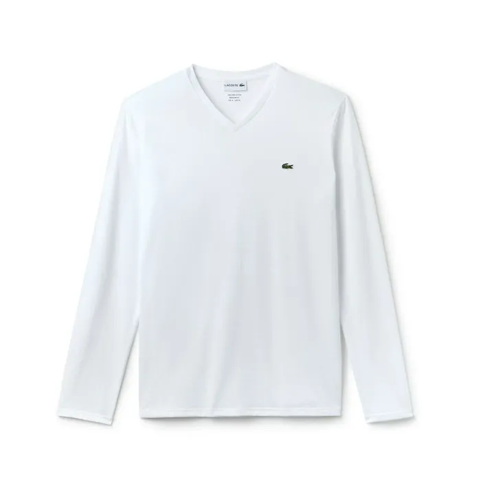 TShirts Lacoste Mens Vneck Pima Cotton Jersey Tshirt White USA