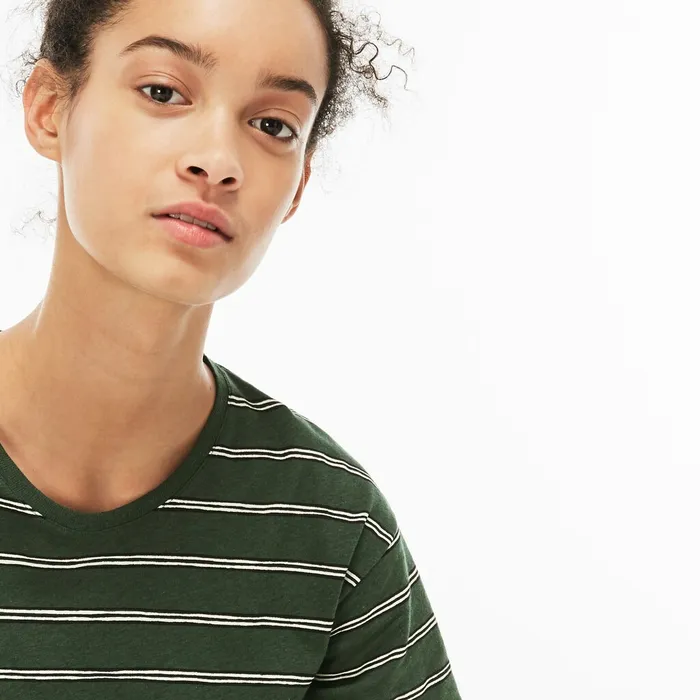 TShirts Lacoste Womens Cotton And Linen TShirt Green Gift Ideas