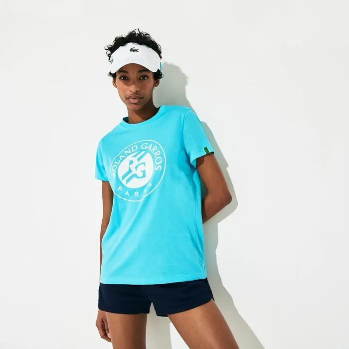 TShirts Lacoste Womens SPORT Roland Garros Logo TShirt TurquoiseWhiteGreen Online Store TShirts Lacoste Womens SPORT Roland Garros Logo TShirt TurquoiseWhiteGreen Online Store
