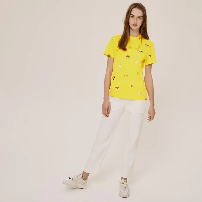 TShirts Lacoste Womens Unisex x FriendsWithYou LimitedEdition Graphic Tshirt Yellow Gift Ideas