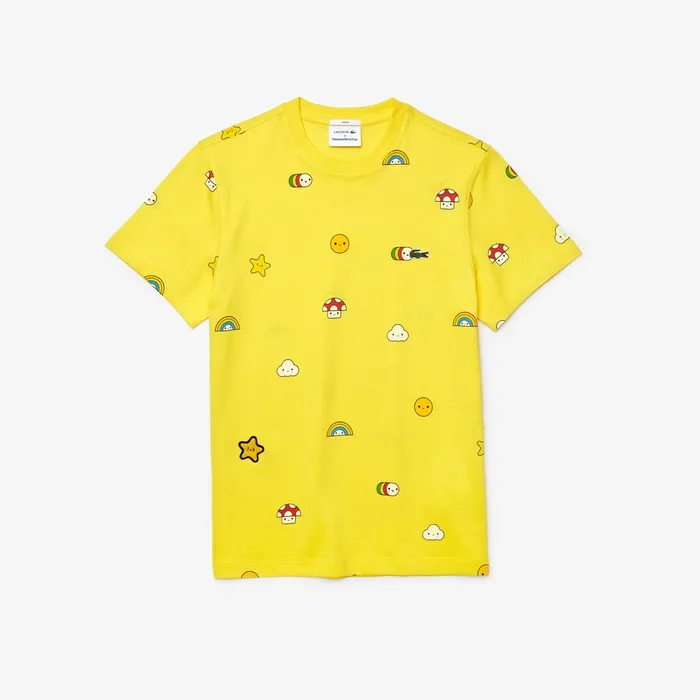 TShirts Lacoste Womens Unisex x FriendsWithYou LimitedEdition Graphic Tshirt Yellow Gift Ideas