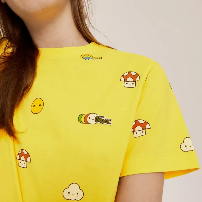 TShirts Lacoste Womens Unisex x FriendsWithYou LimitedEdition Graphic Tshirt Yellow Gift Ideas