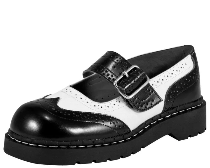 TUK Black And White Brogue Mary Jane Women TUK Shoes Mary Janes