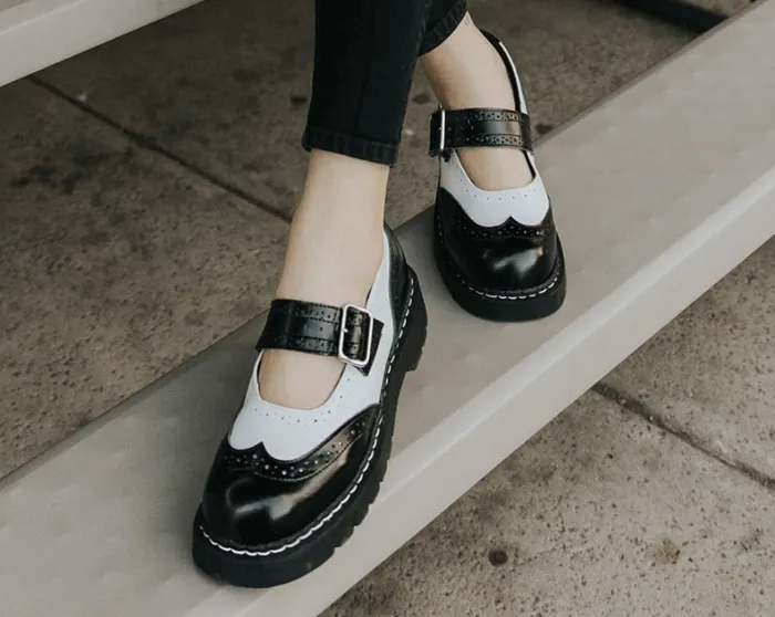 TUK Black And White Brogue Mary Jane Women TUK Shoes Mary Janes TUK Black And White Brogue Mary Jane Women TUK Shoes Mary Janes