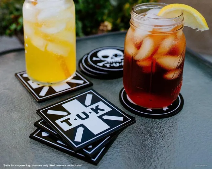 TUK Square Logo Coaster 4Pack Set Adult TUK Shoes Stickers Pins Patches Totes