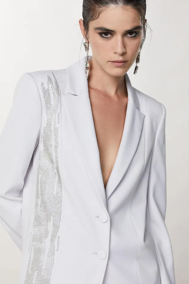 Tailleur Women Patrizia Pepe Beaded Flannel Jacket Eldorado White