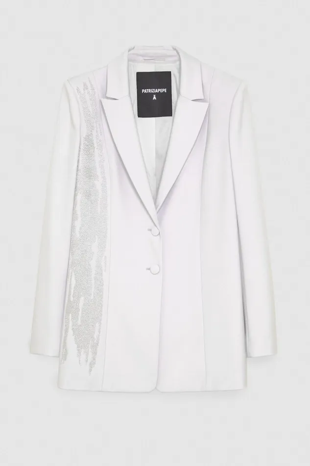Tailleur Women Patrizia Pepe Beaded Flannel Jacket Eldorado White
