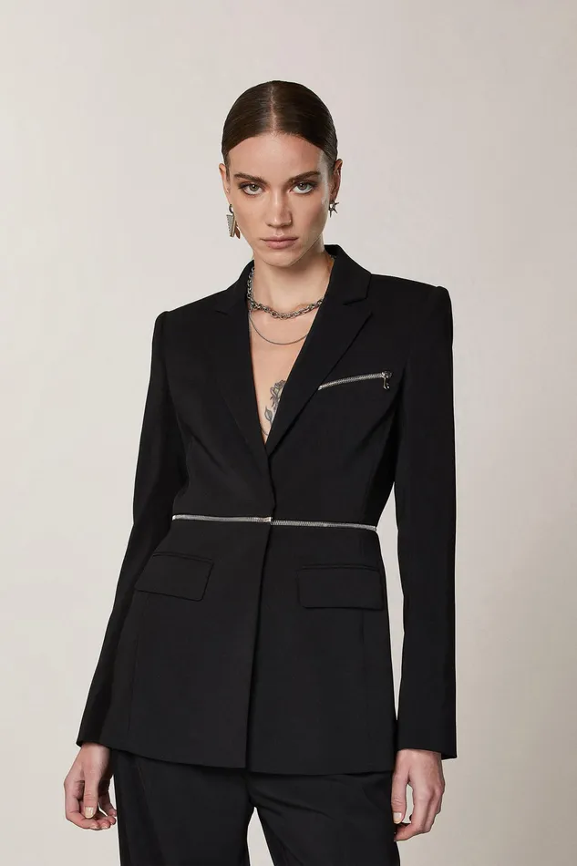 Tailleur Women Patrizia Pepe Essential Jacket With Zipper Nero