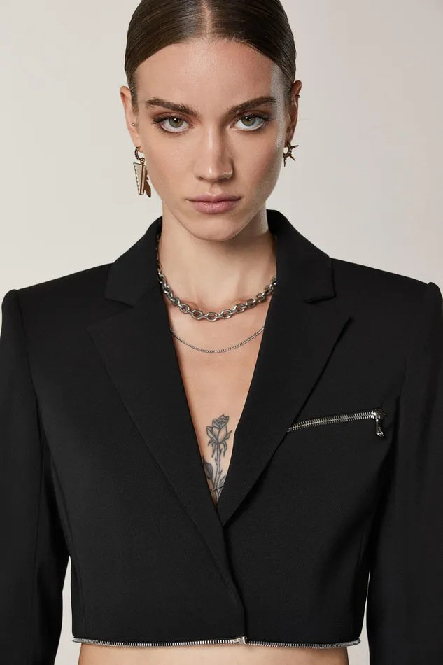Tailleur Women Patrizia Pepe Essential Jacket With Zipper Nero