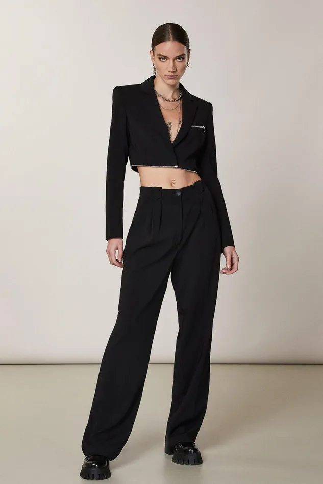 Tailleur Women Patrizia Pepe Essential Jacket With Zipper Nero