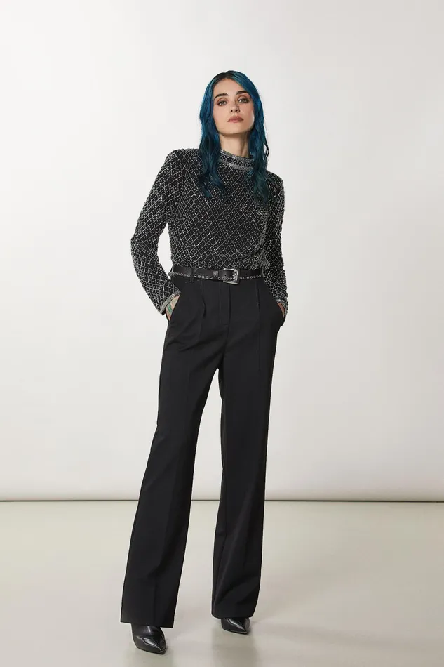 Tailleur Women Patrizia Pepe Essential PalazzoFit Pants Nero