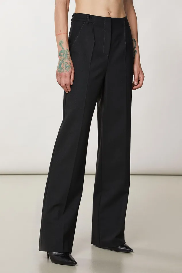 Tailleur Women Patrizia Pepe Essential PalazzoFit Pants Nero