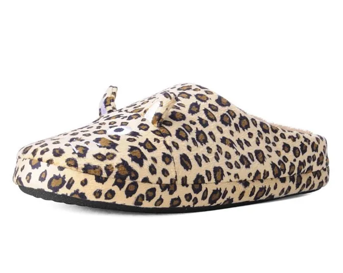 Tan Leopard Kitty Slipper Women TUK Shoes Slippers