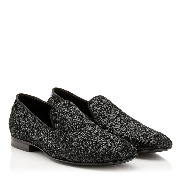 Thame Black Coarse Glitter Fabric Slipper Black Men JIMMY CHOO Dress Shoes Thame Black Coarse Glitter Fabric Slipper Black Men JIMMY CHOO Dress Shoes