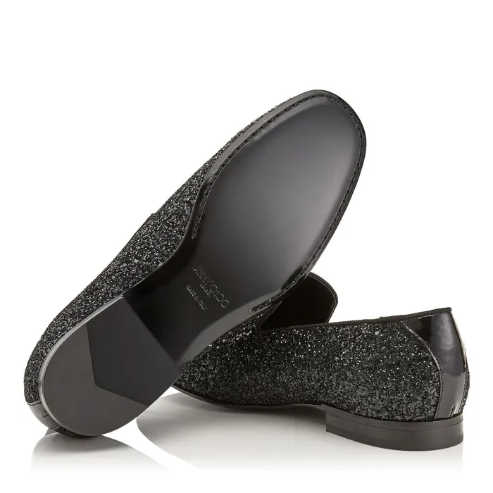 Thame Black Coarse Glitter Fabric Slipper Black Men JIMMY CHOO Dress Shoes Thame Black Coarse Glitter Fabric Slipper Black Men JIMMY CHOO Dress Shoes
