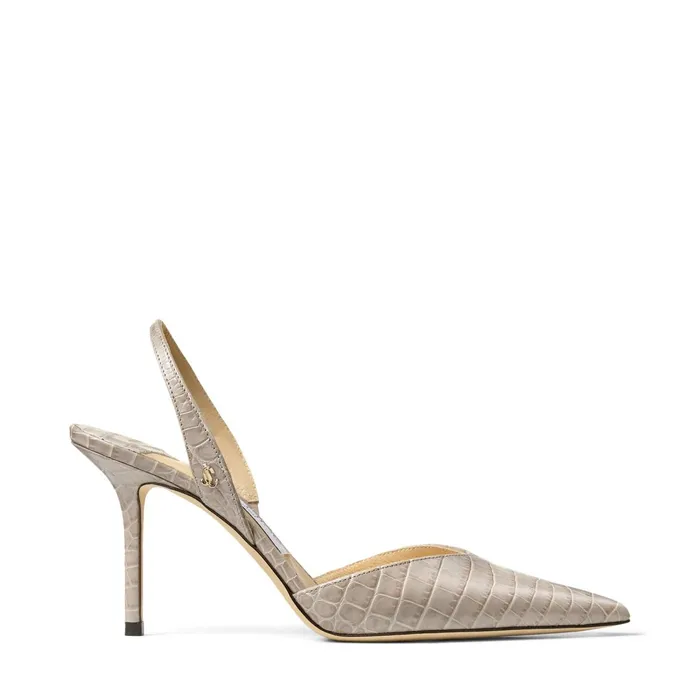 Thandi 85 Sand CrocEmbossed Leather Slingback Pumps With Jc Emblem Sand Women JIMMY CHOO Pumps Thandi 85 Sand CrocEmbossed Leather Slingback Pumps With Jc Emblem Sand Women JIMMY CHOO Pumps