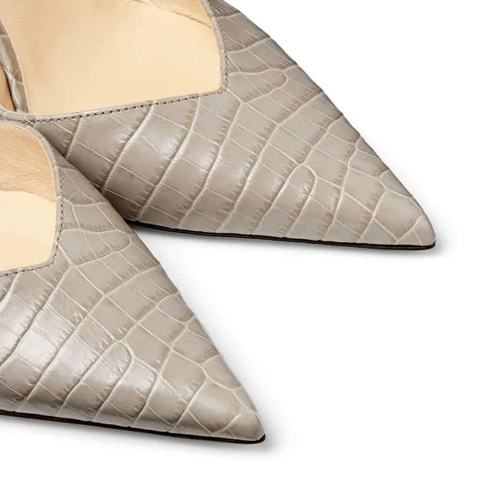 Thandi 85 Sand CrocEmbossed Leather Slingback Pumps With Jc Emblem Sand Women JIMMY CHOO Pumps