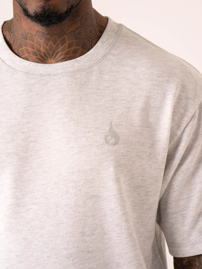 Throwback Oversized Fleece TShirt 8211 Snow Grey Marl Men Ryderwear Tops