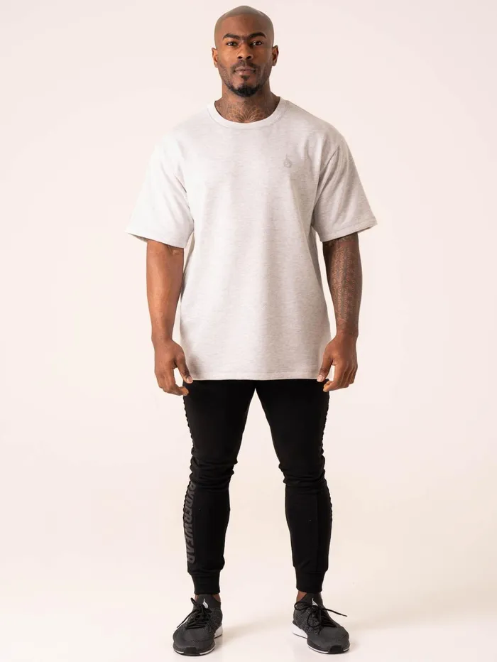 Throwback Oversized Fleece TShirt 8211 Snow Grey Marl Men Ryderwear Tops