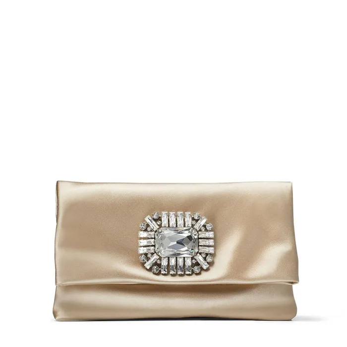 Titania Sand Satin Clutch Bag With Jewelled Embellishment Sand Women JIMMY CHOO Clutch Bags Titania Sand Satin Clutch Bag With Jewelled Embellishment Sand Women JIMMY CHOO Clutch Bags