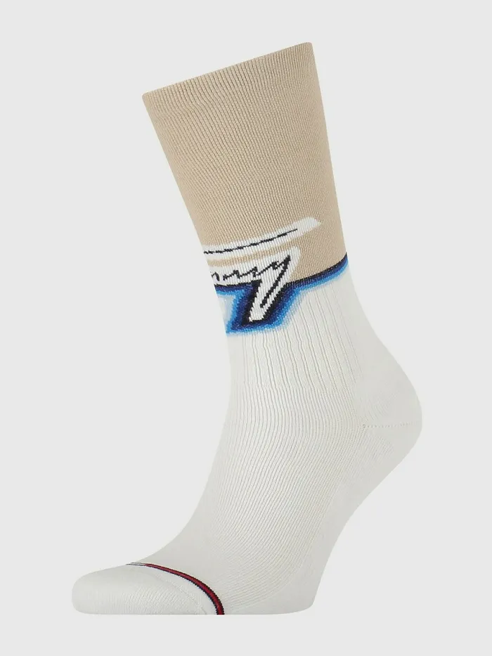 Tommy Hilfiger 1Pack Gradient Signature Logo Socks Sand Womens Socks and Hosiery Gift for Friend Tommy Hilfiger 1Pack Gradient Signature Logo Socks Sand Womens Socks and Hosiery Gift for Friend