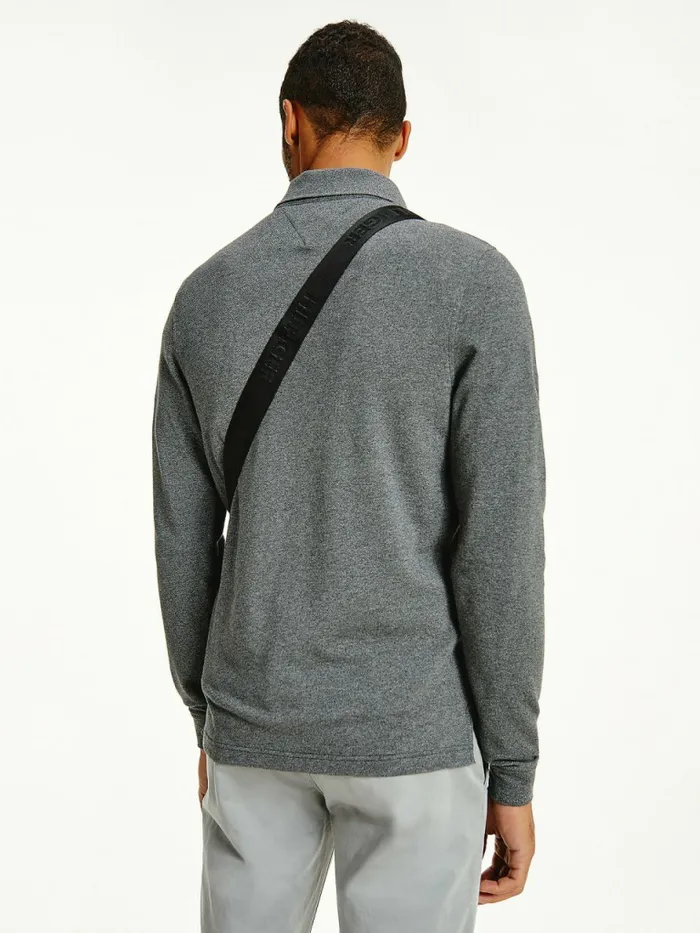 Tommy Hilfiger 1985 Collection Moulin Slim Long Sleeve Polo Dark Grey Heather Mens Polo Shirts Popular