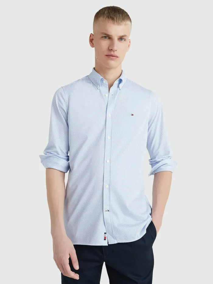 Tommy Hilfiger 1985 Collection Polygiene Slim Fit Shirt Optic WhiteCloudy Blue Mens Shirts Sale Tommy Hilfiger 1985 Collection Polygiene Slim Fit Shirt Optic WhiteCloudy Blue Mens Shirts Sale