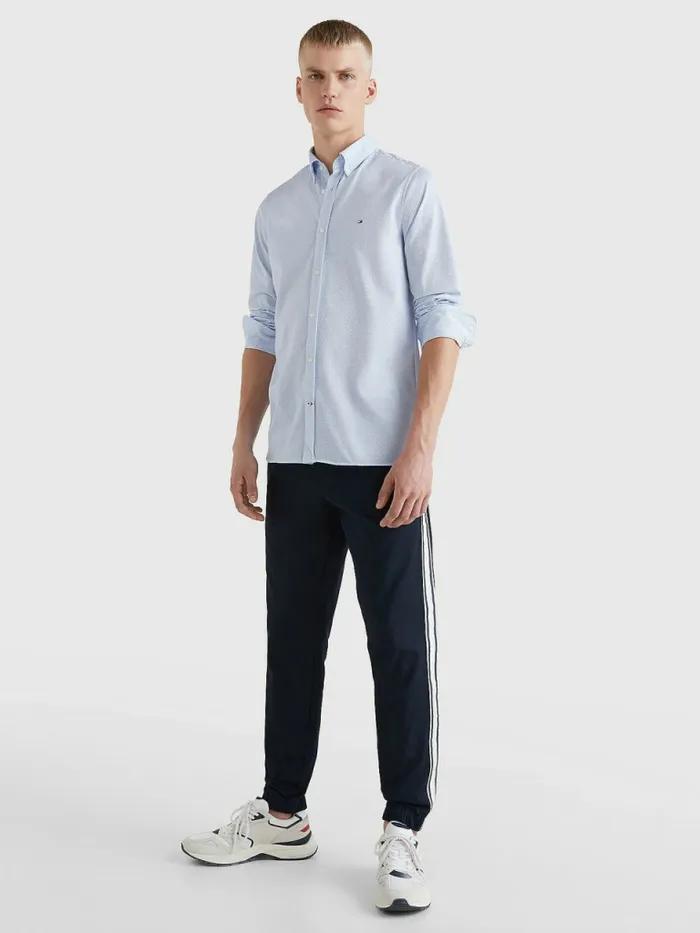 Tommy Hilfiger 1985 Collection Polygiene Slim Fit Shirt Optic WhiteCloudy Blue Mens Shirts Sale