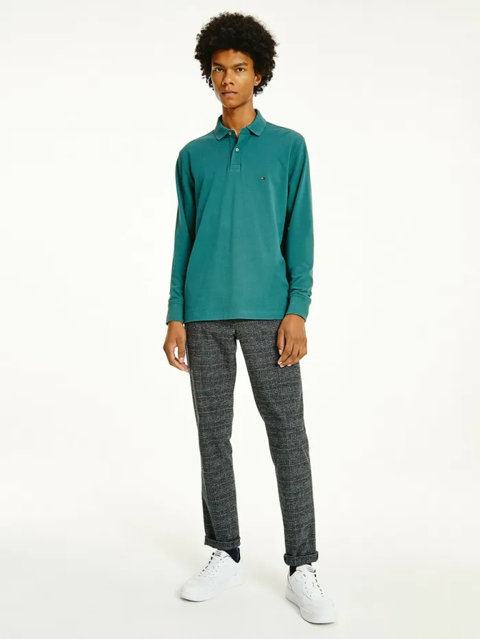 Tommy Hilfiger 1985 Collection Th Flex Long Sleeve Polo Sea Steel Mens Polo Shirts Cheap On Sale Tommy Hilfiger 1985 Collection Th Flex Long Sleeve Polo Sea Steel Mens Polo Shirts Cheap On Sale