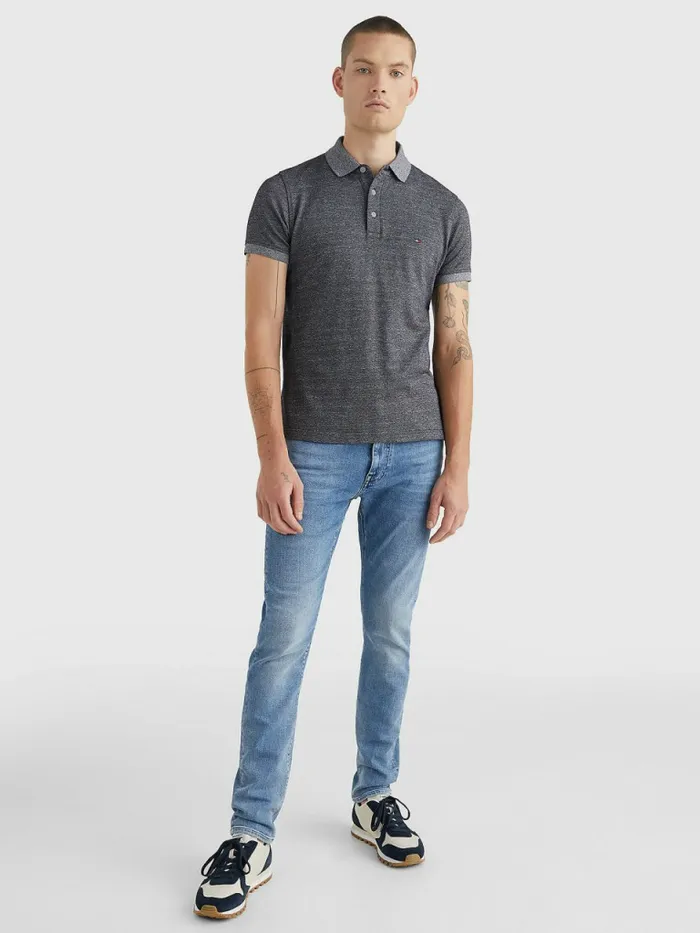 Tommy Hilfiger 1985 Collection Th Flex Organic Cotton Polo Desert SkyWhite Mens Polo Shirts Near Me