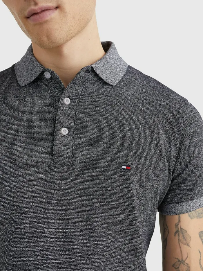 Tommy Hilfiger 1985 Collection Th Flex Organic Cotton Polo Desert SkyWhite Mens Polo Shirts Near Me