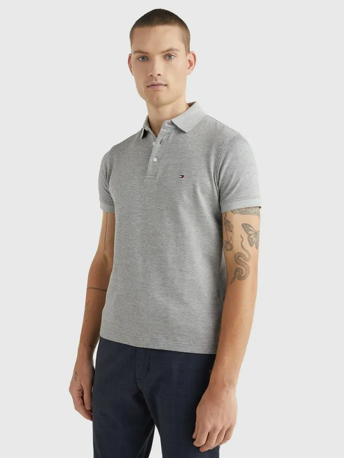 Tommy Hilfiger 1985 Collection Th Flex Organic Cotton Polo Medium Grey HeatherIvory Mens Polo Shirts Gift Ideas Tommy Hilfiger 1985 Collection Th Flex Organic Cotton Polo Medium Grey HeatherIvory Mens Polo Shirts Gift Ideas